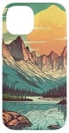 Coque pour iPhone 14 Rocky Mountain Lake Vintage Paysage graphique