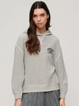 Superdry Athletic Boxy Essential Hoodie, Grey Marl