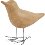 Country Love Crafts Bird with Wire Feet Papier Mache, Beige