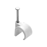 DEBFLEX Attache Câble, Range Câble, Fixation Câble électrique, Clips Câble, Serre Câble, Cavalier Câble, Attache, câble avec Clou Acier, 25 Attache Fils D20/25 Blanc 700475