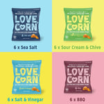 LOVE CORN Variety Pack 6x Sea Salt, 6x BBQ, 6x Salt & Vinegar, 6x Sour Cream & –