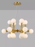 John Lewis Modern 18 Arm Ceiling Light, Warm Brass/Opal