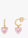 kate spade new york My Love Cubic Zirconia Heart Huggie Hoop Earrings, Gold/Pink