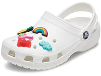 Crocs 10001 Classic, Sabots Mixte Adulte - Blanc (Blanc 100) - 38/39 EU Lot de 5 Jibbitz | Personnalisez Vos avec Les Jibbitz Happy Candy One-Size