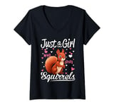 Womens Squirrel Girls Women Funny Just A Girl Who Loves Squirrels V-Neck T-Shirt