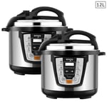 SOGA 2X Electric Stainless Steel Pressure Cooker 12L 1600W Multicooker 16 - Benchtop Cooking - 16ElectricPressureCooker12LX2