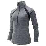 NEW BALANCE WOMENS SPACEDYE HALF ZIP SWEAT TOP GYM WORKOUT FITNESS GREY NEW OG M