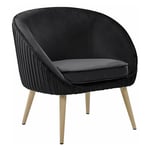 Chaise Fauteuil Design Tapissé en Velours Noir avec Pieds Obliques en Bois Idéal pour pour Salon Glamour Vintage et Rétro Beliani