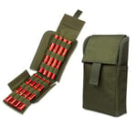 Gexgune Hunting 25 Round 12GA 12 Gauge Ammo Shells Reload Magazine Storage Pouches Bag Bandolier Bullet Holder Tactical Airsoft Kit （Green）