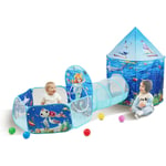 Vevor Tente tunnel de jeu 3 en 1 enfants, panier de basket, maison de jeu pop-up interieure/exterieure sac de transport sangles de serrage, cadeaux