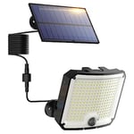 WeBeqer Lampe Solaire Extérieur avec Détecteur de Mouvement, 208LED/3 Modes lumiere Solaire Exterieur, Étanche IP65 Spot Solaire Exterieur pour Jardin avec Télécommande, Câble de 5m