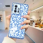 Jeelar ESONG Coque Femme pour Xiaomi 11T/11T Pro 5G,Animaux Motif léopard,Etui en Silicone TPU Antichoc Souple Fine Galvanisé Housse de Arriere Protection Original Case Cover pour Filles Bleu