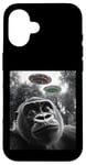 Coque pour iPhone 16 Gorilla Selfie avec Alien OVNI pour hommes, femmes, garçons, filles, enfants