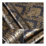 Easy To Decorate Popular Lasting Wallpapers Black Gold Damask Adhesive Sheet Shelf Liner Peel & Stick Dresser Drawer Sticker Wallpaper for Countertop Kitchen Cabinets Wall Table Door Desk 60cm by 200c
