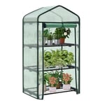 WOLTU Serre de Jardin avec Étagères Métalliques à 3 Niveaux, Bâche PE Renforcée Imperméable, Petite Serre Hivernage pour Plantes Fleurs Légumes Semis Vert, 69x49x125cm