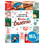 Kinder Bueno Advent Calendar 2023, Christmas Chocolate Gift, 24 Assorted Milk Chocolate Covered Wafers with Milky and Hazelnut Filling, (167g)