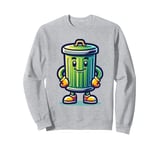 Garbage Trash Can Cartoon Character Design Sweatshirt