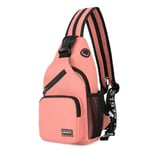 Unisex Small Sling Ryggsäck Multipurpose Vattentät Crossbody Axel Bröstväska Resa Vandring Stor kapacitet Dagsäck Pink