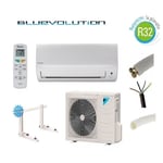 Pret a poser climatisation Daikin 4200W R32 bluevolution reversible FTXF42A + kit de pose 15 metres + support mural