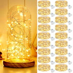 kolpop Lot de 18 Guirlande Led à Pile, 2M 20 LED Petite Guirlande Lumineuse Pile, 3 Modes Guirlande Led Interieur Étanche pour Décoration Bouteille, Noël, Mariage, Fête (Blanc Chaud)