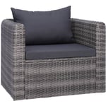 Chaise de jardin Fauteuil de Jardin avec coussin et oreiller Résine tressée Gris 77085