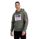 Alpha Industries Men's USN Blood Chit Hooded Sweat Sweatshirt, Dark Olive, S