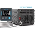 EDECOA DPP20 Pro Convertisseur Pur Sinus 12v 220v 2000w avec Nouvelle Télécommande LCD