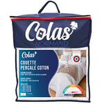 COLAS NORMAND - Couette Percale Coton - Chaude - 200x200cm - Qualité supérieure - Percale 100% Coton - Doux et Confortable - Résistant - Finition soignée - Fabrication française - Blanc
