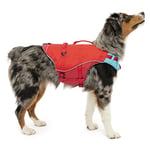 Kurgo Gilet de Sauvetage Surf n’ Turf pour Chien, Veste de sécurité Gonflable pour activités Nautiques pour Chiens, Réfléchissant, Réglable, Rouge, Taille S