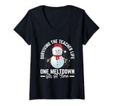 Womens Surviving The Teacher Life One Meltdown At A Time V-Neck T-Shirt