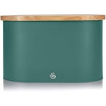 Swan Nordic Style Green Oval Loaf Bread Bin Food Storage with Cutting Board Lid