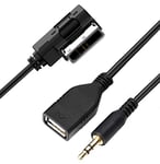 Câble Adaptateur auxiliaire AMI MMI MDI Compatible avec Mercedes Benz, Interface Musicale 2 en 1 vers Jack 3,5 mm pour MB S SL CLS CL C GLK SLK E ML R avec Comand APS NTG 2.5 3 4.5