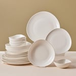 Karaca Streamline Rubicon White Dinner Set for 6 People - Bone China Plates and Bowl Set - Kitchen Dinner Service Crockery Set - 24 Piece