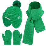 Bequemer Laden Bebe Enfants Hiver Bonnet Pompon Gants Mitaine Écharpe Ensemble avec Cache-Oreilles Chaud Cadeau pour 0 6 12 18 Mois 1 2 3 4 Ans Fille Garçon