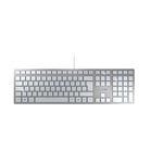 CHERRY KC 6000 SLIM, clavier au design ultra-plat, layout allemand (QWERTZ), filaire (connexion USB-A), silencieux, durable, marquage des touche, argent