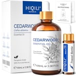 HIQILI Cedarwood Essential Oil 100ml, Pure and Natural Cedarwood Oil for Hair Growth, Diffuser and Skin with Dropper 3.38 Fl oz