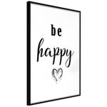 Plakat - Be Happy - 30 x 45 cm - Sort ramme