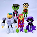 7-pack Teen Titans Go Robin Cyborg Beast Boy Raven Actionfigur Leksak för Barn (FMY) Multicolor