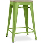 Tabouret de bar design industriel - bois et acier - 61cm - Stylix Vert clair