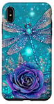 Coque pour iPhone XS Max Jolie rose turquoise et libellule avec étoiles libellules