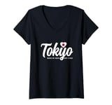 Womens Japan Souvenirs Makes My Heart Skip A Beat I Love Tokyo V-Neck T-Shirt