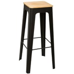 Atmosphera Créateur D'intérieur - Tabouret de bar Loga noir métal et bois noir