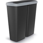 KEDEN® Double poubelle cuisine 2x25 litres corbeille bureau salle de bain trier déchets couvercle Noir Anthracite