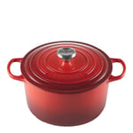 Le Creuset - Signature støpejernsgryte rund 26 cm 6,3L cerise