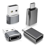 BASESAILOR Adaptateur USB C 4 Pack,Type C Femelle vers USB A Mâle Chargeur Câble & Thunderbolt 4 OTG Convertisseur pour MacBook,iPhone 15 16 14 13 12 Plus Pro Max Mini,Galaxy S23 S24 A54,Z Fold Flip 5