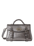 Mulberry Mini Alexa Metallic Calf Nappa Leather Cross Body Bag, Pewter