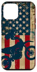 Coque pour iPhone 12 mini Bleu Bohème Rayé Motocross Drapeau Américain Dirt Bike