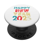 Happy New Year 2025 Vintage Retro Kids Men Women Family PopSockets PopGrip Adhésif