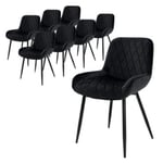 Set de 8 chaises de salle à manger rembourrées assise dossier noir velours