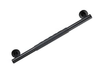 WENKO Wall grab rail Secura 50.5 cm, bathroom safety rail and shower support handle for bathroom, bath or WC, made of stainless steel with non-slip soft-touch grip surface, black